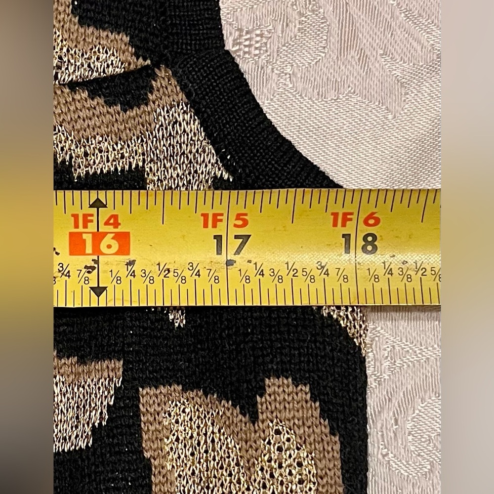Vintage Peter Nygard Gold Metallic Knit Sweater Vest Small 90s Mob Wife Baroque - Picture 14 of 15
